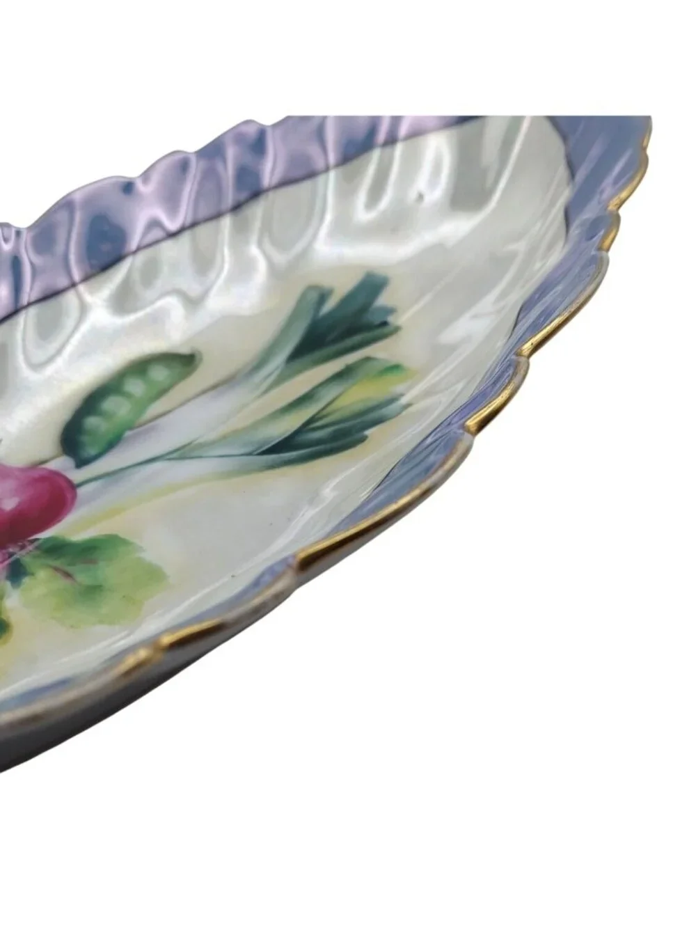 Noritake M Lusterware Hand Painted Porcelain Oval Scalloped Vegetable Dish MCM